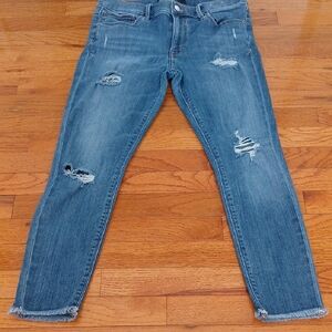 Express Blue Distressed Cropped Jeans